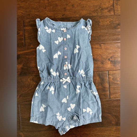 CARTER’S | Toddler Girl Heart Denim Romper - 18 Months - Picture 1 of 4